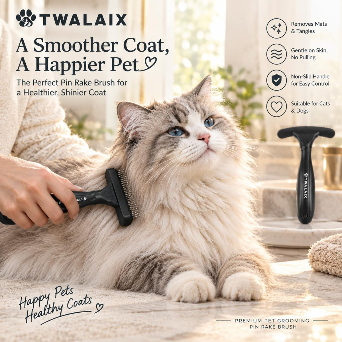 8-in-1 Dog Grooming Kit, Pet Grooming Kit for Dogs & Cats, Professional Cat Brush Set with Slicker Brush, Undercoat Rake, Flea Comb, Nail Clipper, Scissors & Bath Brush (8 Count (Pack of 1))