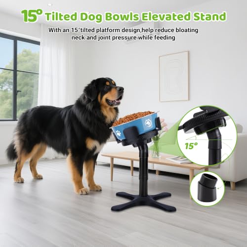 Elevated Adjustable Dog Bowl Stand (Black)