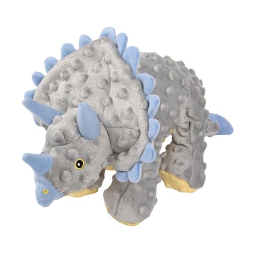 Dinos Frills Squeaky Plush Dog Toy with Chew Guard Technology (Dinos Frills (Gray) / Large)
