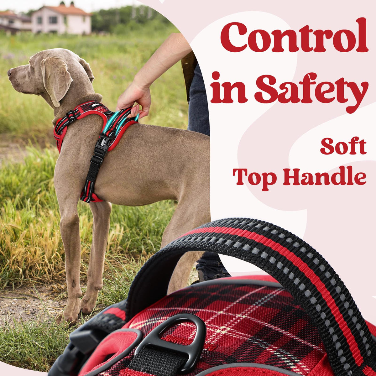 Dog Harness for Large (Red Plaid / X-large)