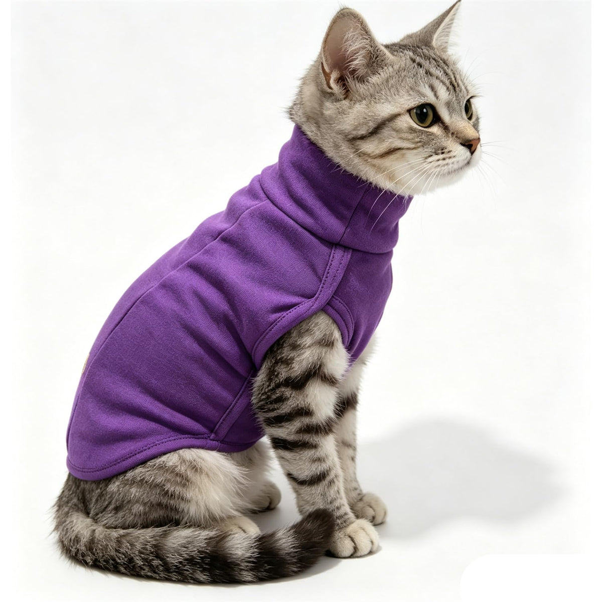 Turtleneck Dog Shirt Embroidery Soft Dog Sweatshirt Stretchy Striped Puppy Pullover (Pur SLS / X-Small)