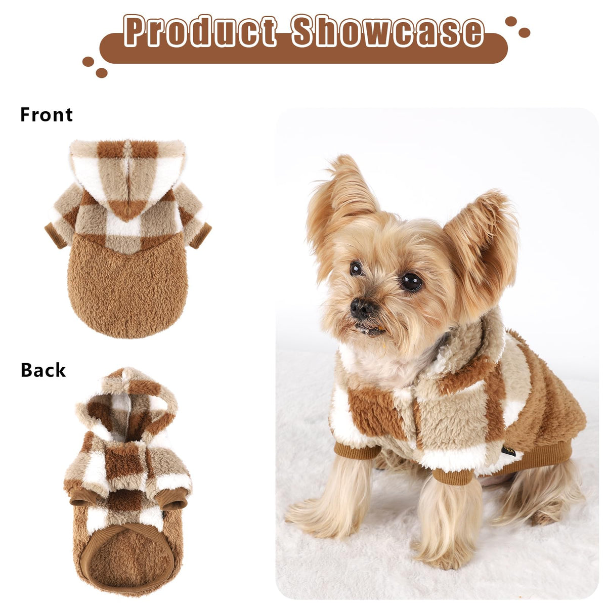 Dog Sweaters for Small Dogs (Small (Chest 14.6 in) / Brown plaid)