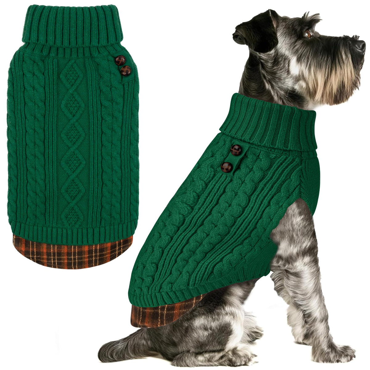 Dog Sweater for Small Dogs Turtleneck Thick Knit Pullover (Medium (7-13lbs) / 10# Green)