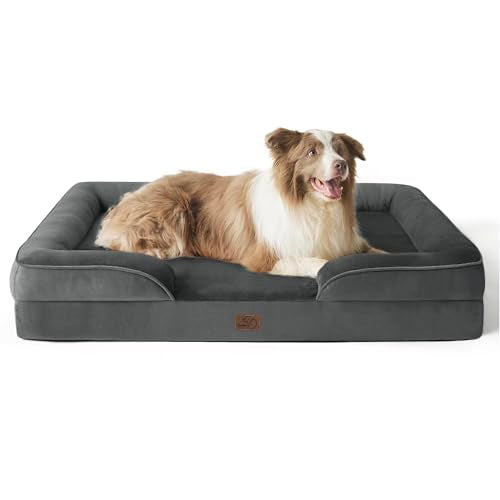 Orthopedic Dog Beds Large Sized Dog Washable Original Design (Dark Grey / 38"l X 28"w X 6.5"th)