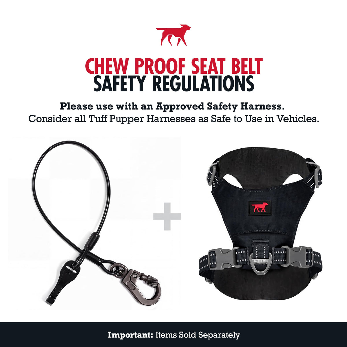 Chew Proof Steel Dog Seat Belt for Cars (Black / Chew Proof LATCH Bar Attachment)