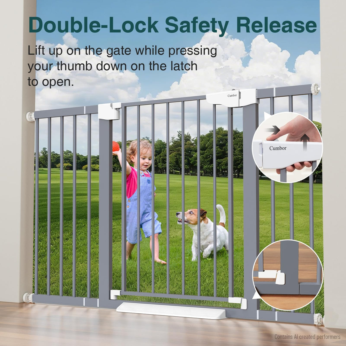 29.7 54.2" Wide Baby Gate (Gray / 29.7"-54.2" W x 30.5" H)