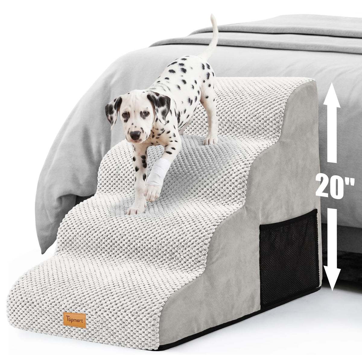 High Density Foam Dog Steps 4 Tiers (Light Grey / 28.5*15.7*20.5)