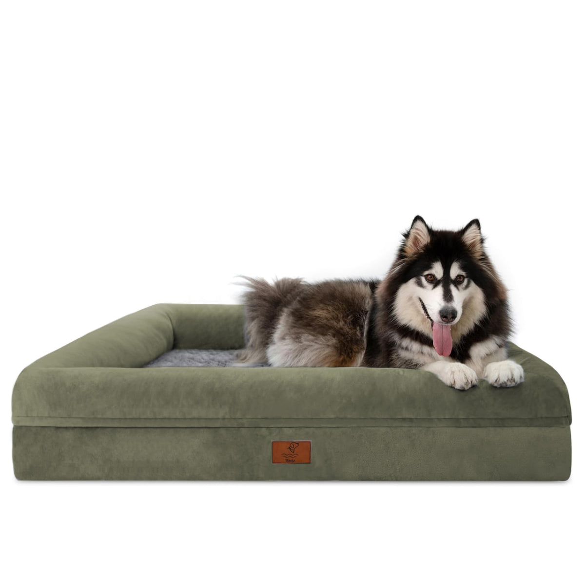XL Orthopedic Waterproof Dog Bed for Extra Large Size Dogs (Olive Green / 45.0"L x 35.0"W x 7.5"Th)
