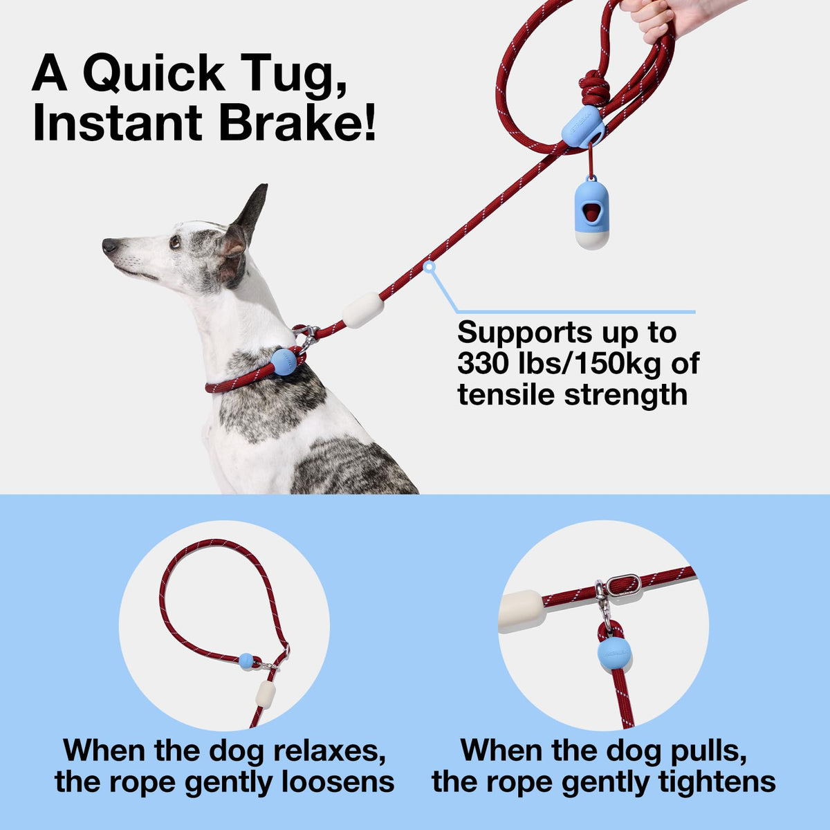 Hands Free Dog Leash (Mist&Merlot Red)
