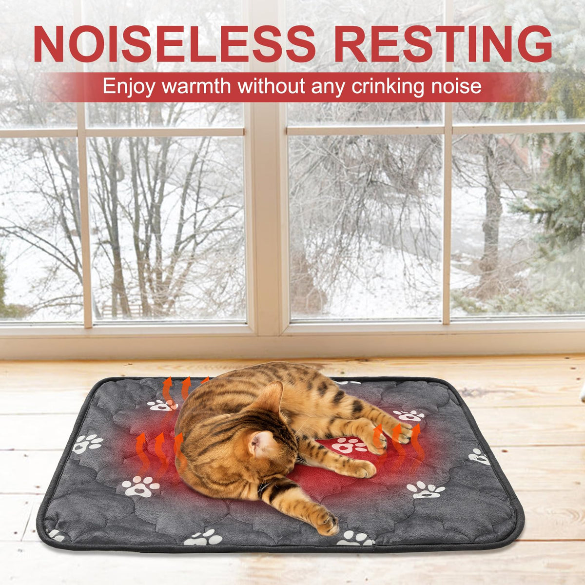 Self Warming Cat Mat (Grey_Paw / 45.0"L x 28.0"W x 0.2"Th)