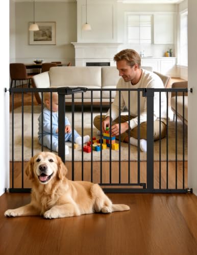 29 55" Extra Wide Baby Gate with Door (Black / 30" Tall, 29-55" Wide)