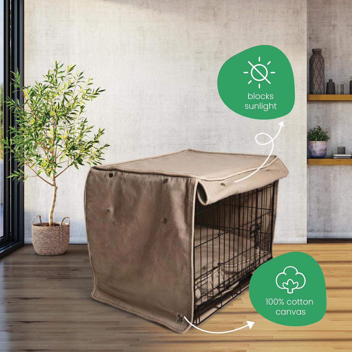 Tan Dog Crate Cover (Wild Horses / 36.0"L x 23.0"W x 25.0"H)
