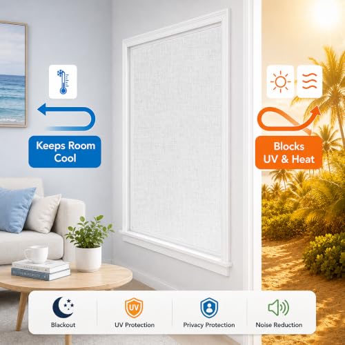 100% Blackout Self Adhesive Curtains (White / 52"W x 60"H)