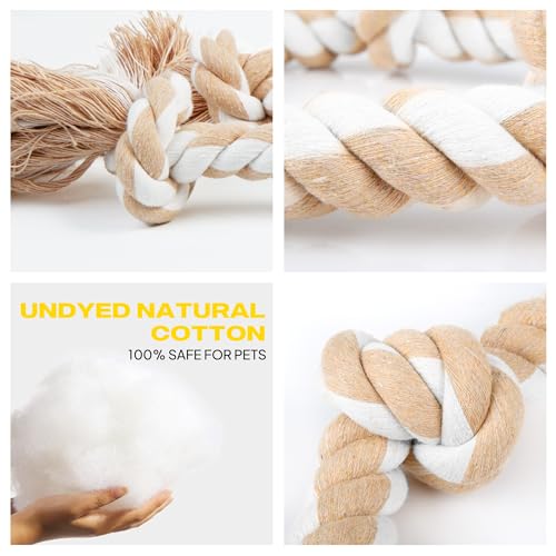 Dog Rope Toys for Medium Large Dogs (White-3 knots / Large)