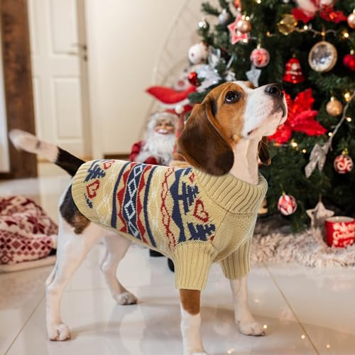 Ugly Christmas Dog Sweater with Leash Hole (X-Small / khaki)