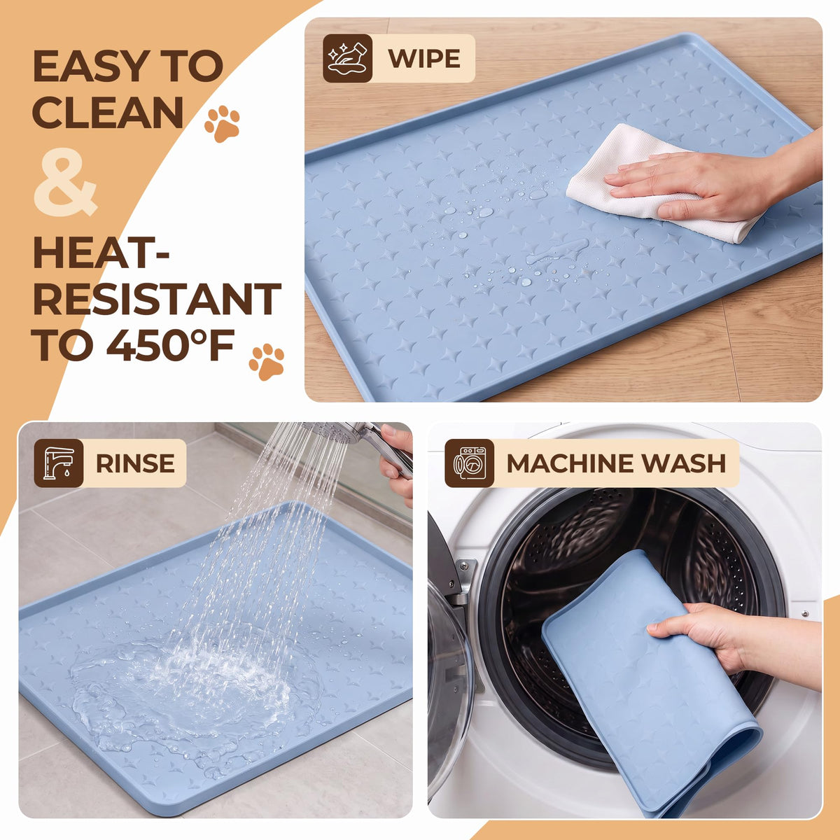 Silicone Pet Feeding Mat (Blue / 24"L x 16"W)
