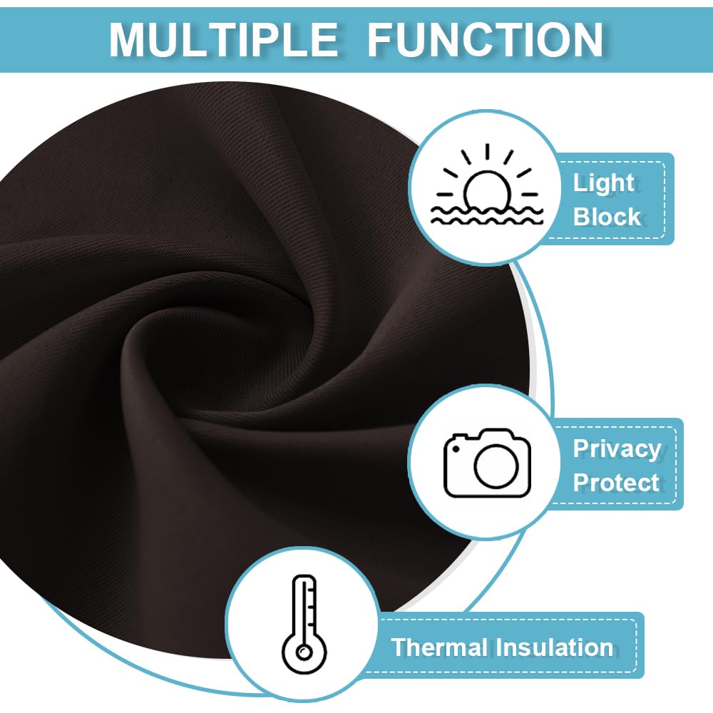 Front Door Window Covering Tie Up Small Sidelight Curtain Blackout (Brown / 12"W x 40"L (Pack of 1))