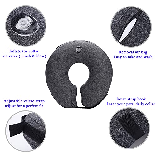 Inflatable Cone Collar for Surgery (Dark Grey / Medium (Neck: 11"-15"))