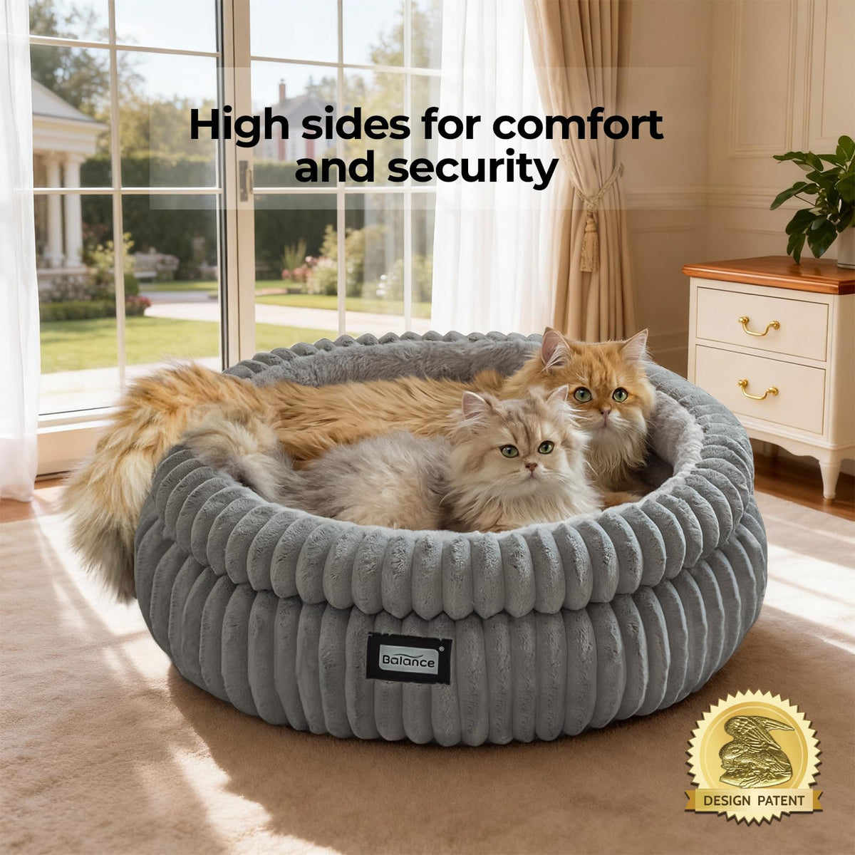 Cat Bed Kitten Bed (24.0"L x 24.0"W x 9"Th / Grey)