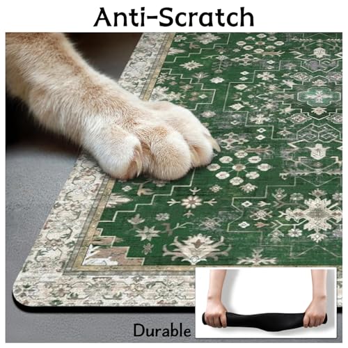 Pet Food Mats for Floor (Dark Green / 32"l X 24"w)