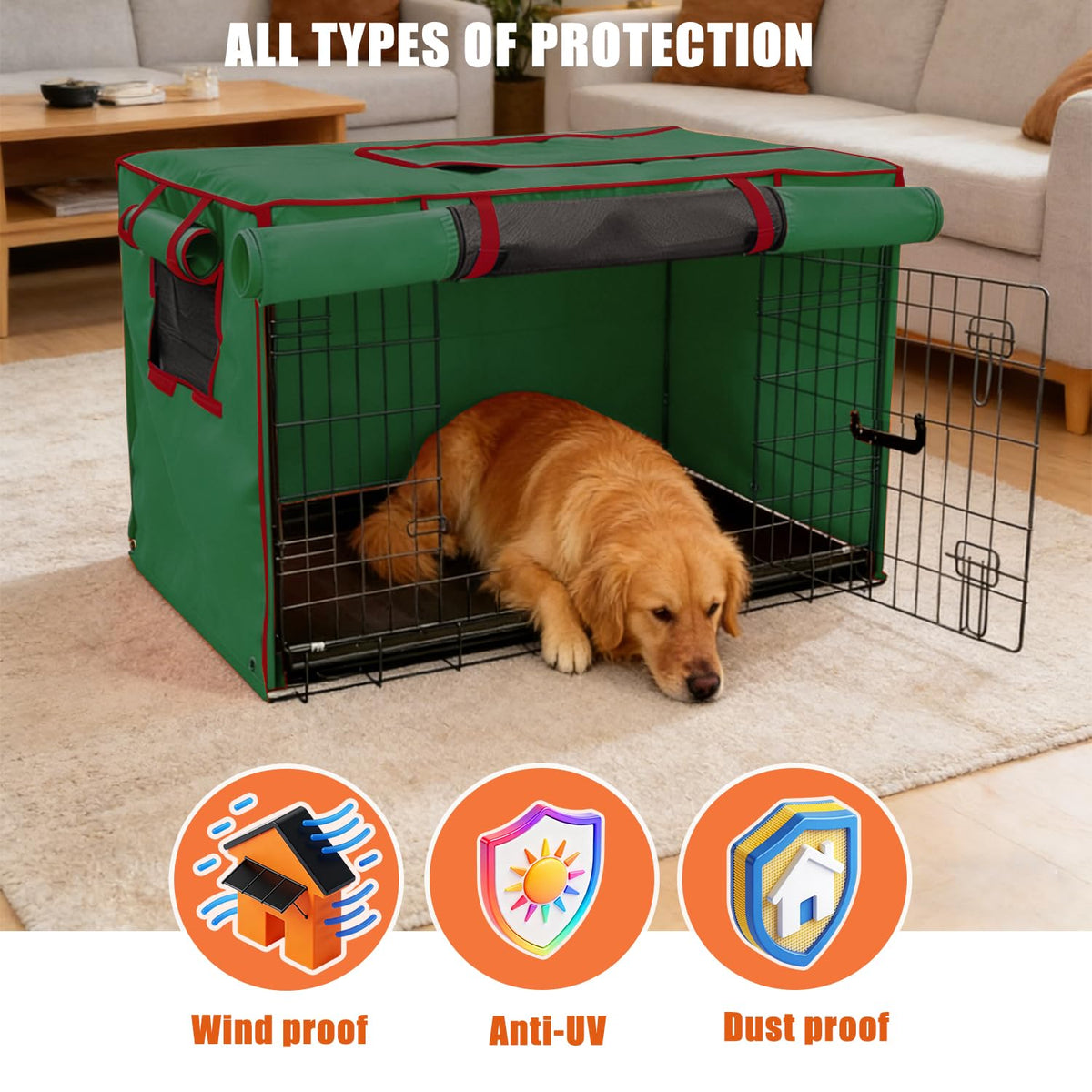 36 Inch Green Dog Crate Cover (36.0"L x 23.0"W x 25.0"H / Green)