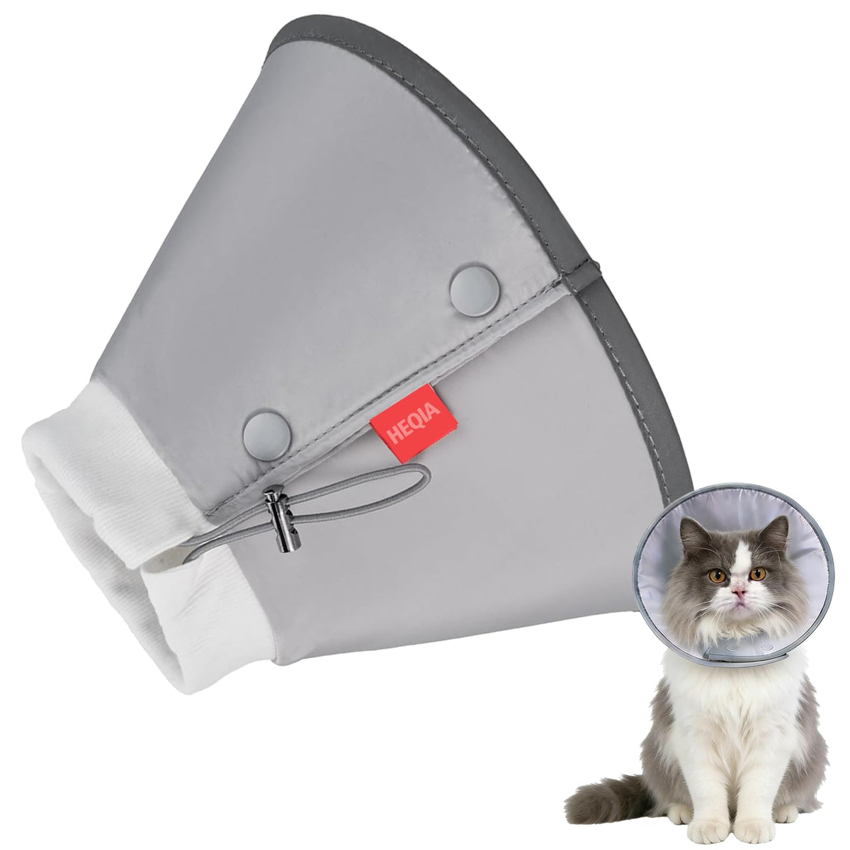 Soft Dog Cone for Small Dogs & Cats (Gray / (Neck:6.5"-8.5"))