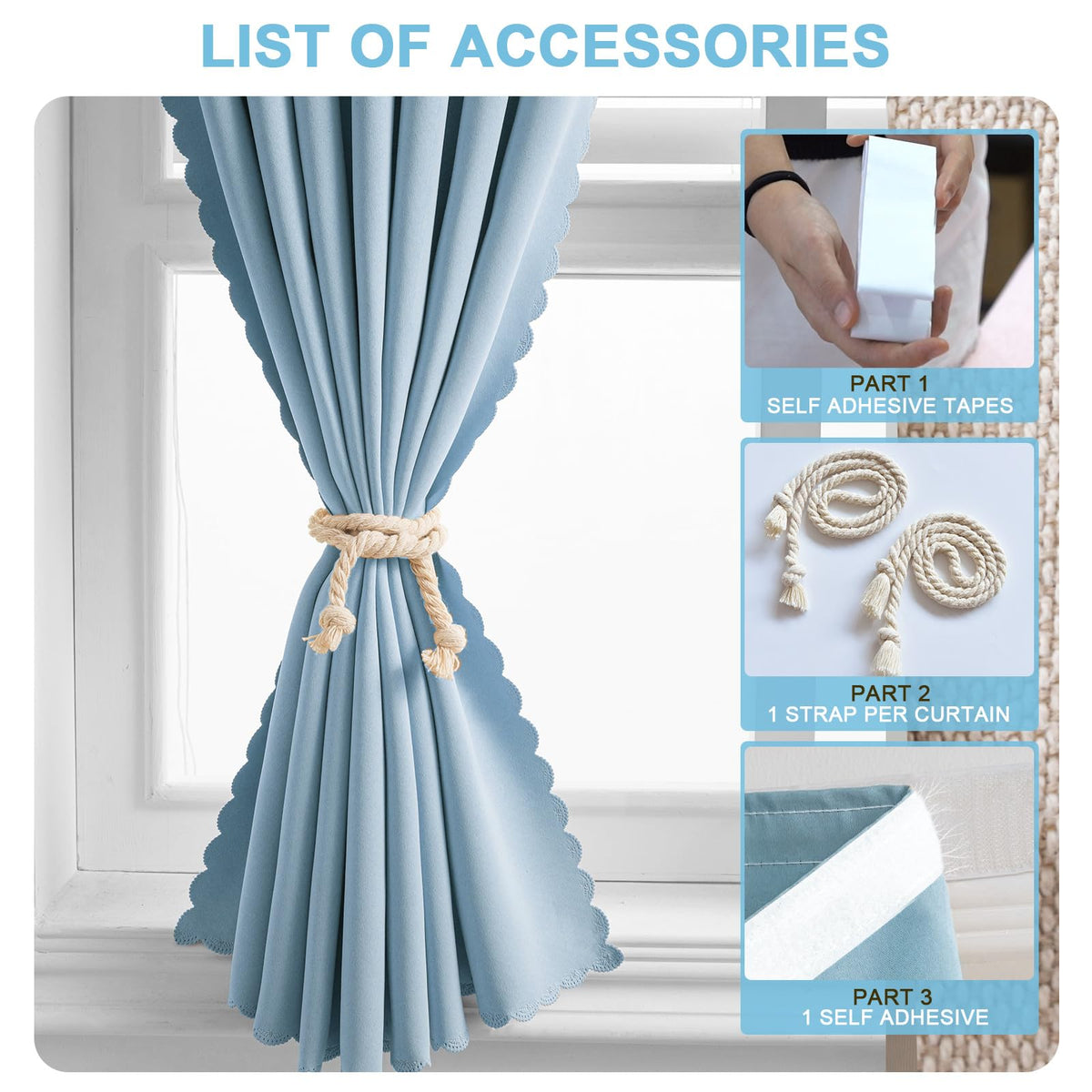 Self Adhesive Curtains (59"W x 71"L (Pack of 1) / Lake Blue)