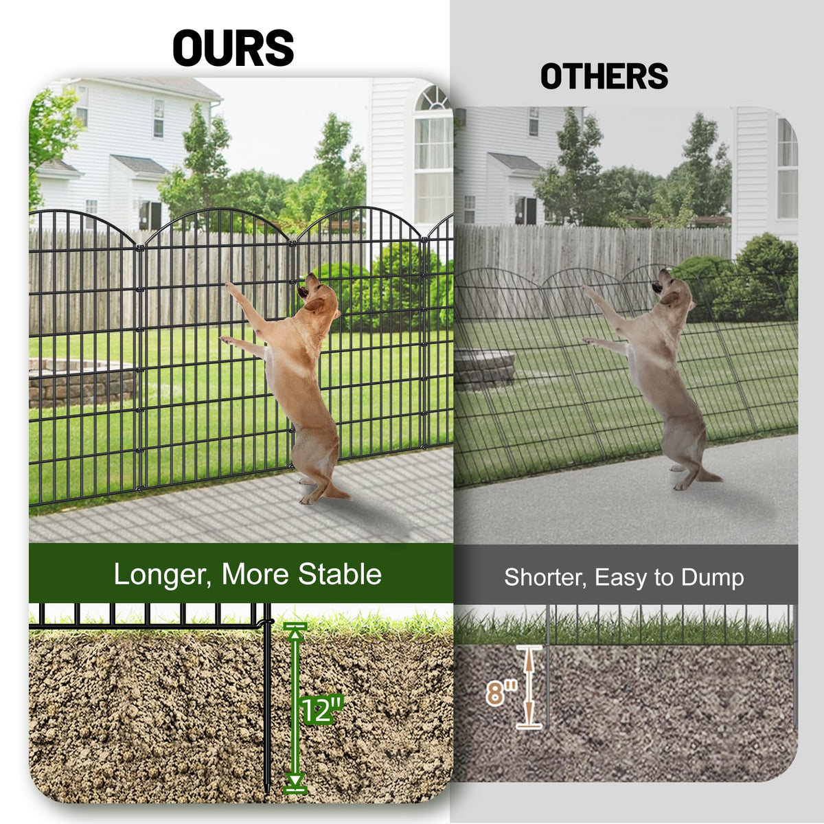 Metal Garden Fence 48 in x 20.3 ft (48"Hx20.3ft (8 Panels))