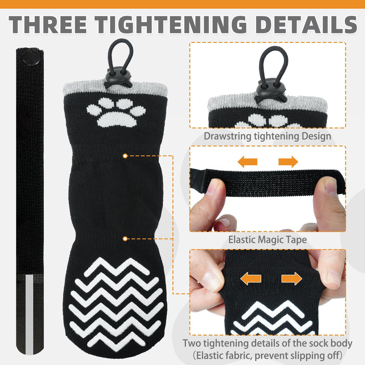 Non Slip Dog Socks for Hot Pavement to Prevent Licking Paws (Black / X‑Small (4 Pack))