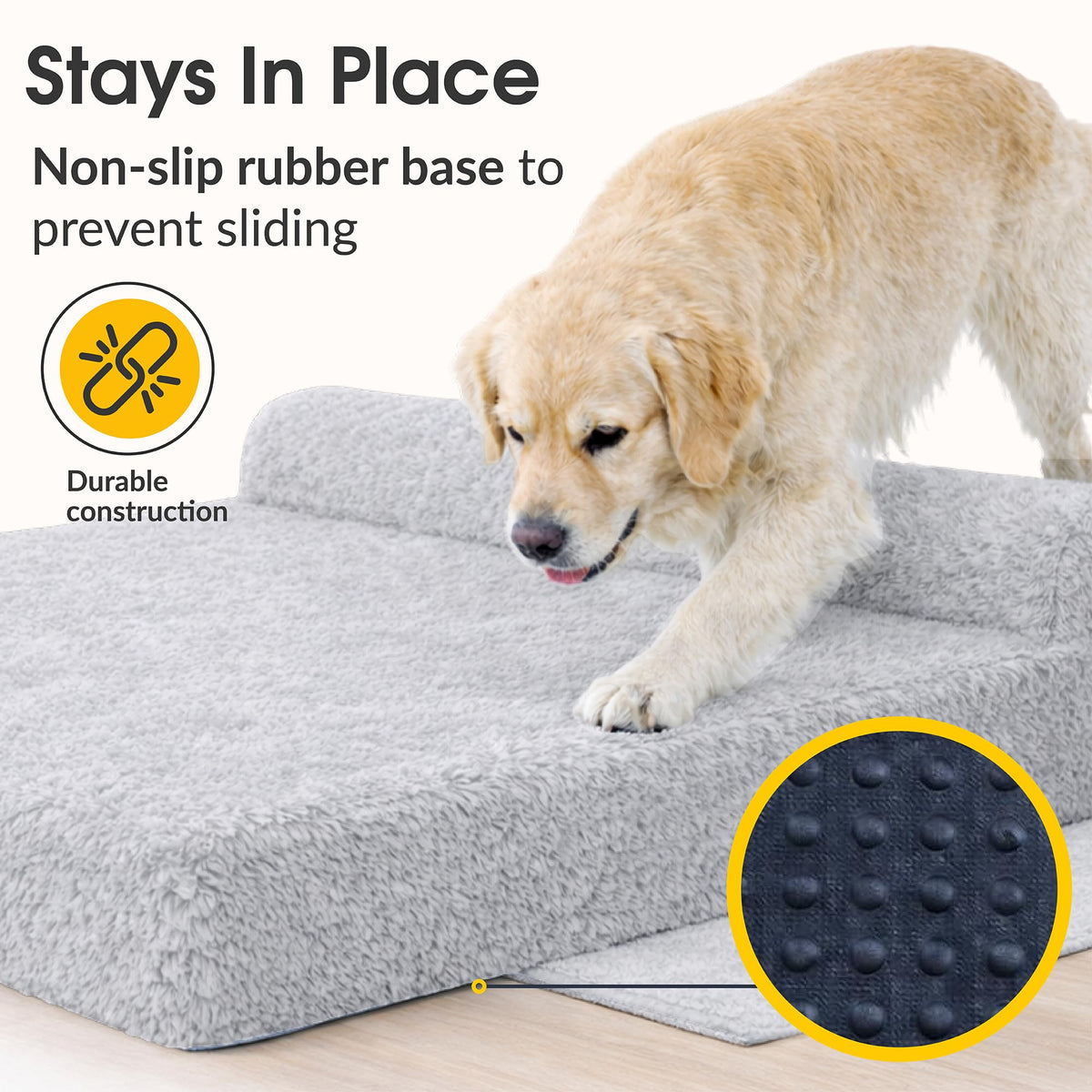 Orthopedic Memory Foam Dog Bed 7" Inch Thick Extra Large Dog Bed with Pillow Fluffy Grey 50"x34"x10" Includes Waterproof Liner & Durable Removable Cover with Smart Design (Grey - Fluffy / XL - 50"x34"x10")