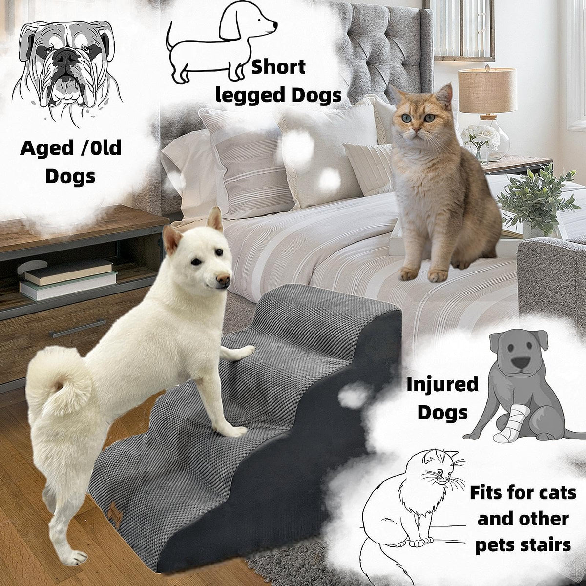 4 Step Dog Stairs for High Beds 18