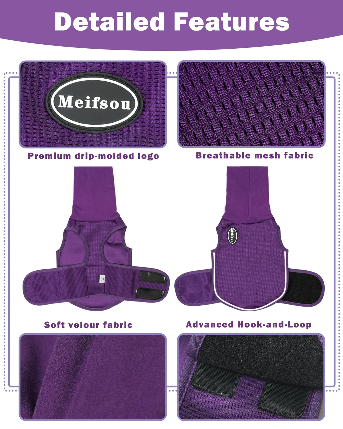 Dog Anxiety Vest with Hood (Large / Purple)