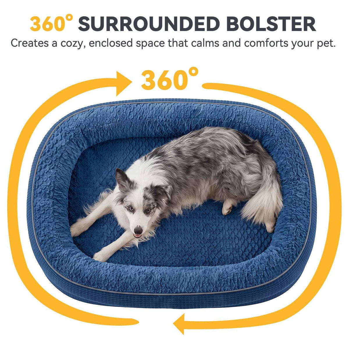Orthopedic Dog Bed for Large Dogs (Navy Blue / 35"l X 25"w X 7.0"th)