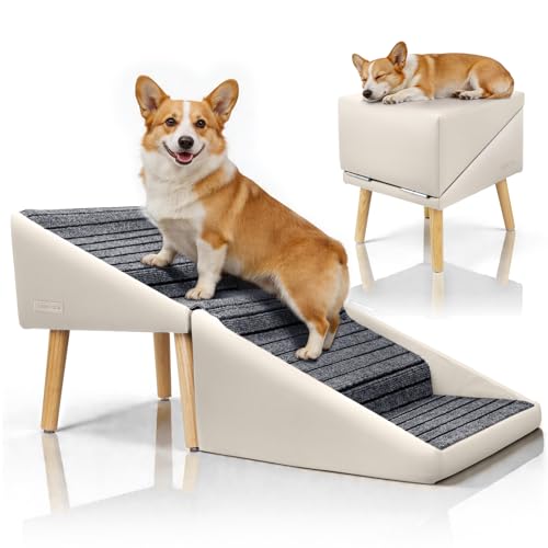 Dog Stairs for Small Dogs (Beige / 17in Couch)