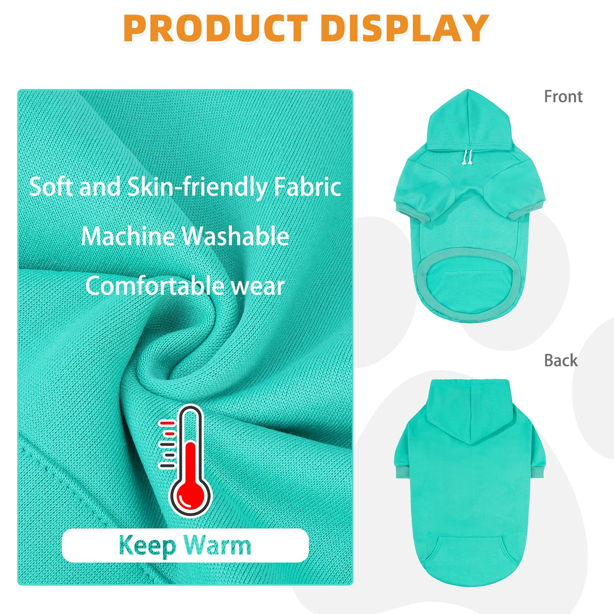 Dog Hoodie for Small Medium Dogs Cats (Lake Blue / X-Small)