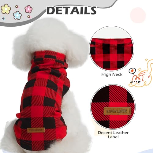 Cat Sweater Warm Fleece Pet Clothes for Cats Only (Red & Black / Large)