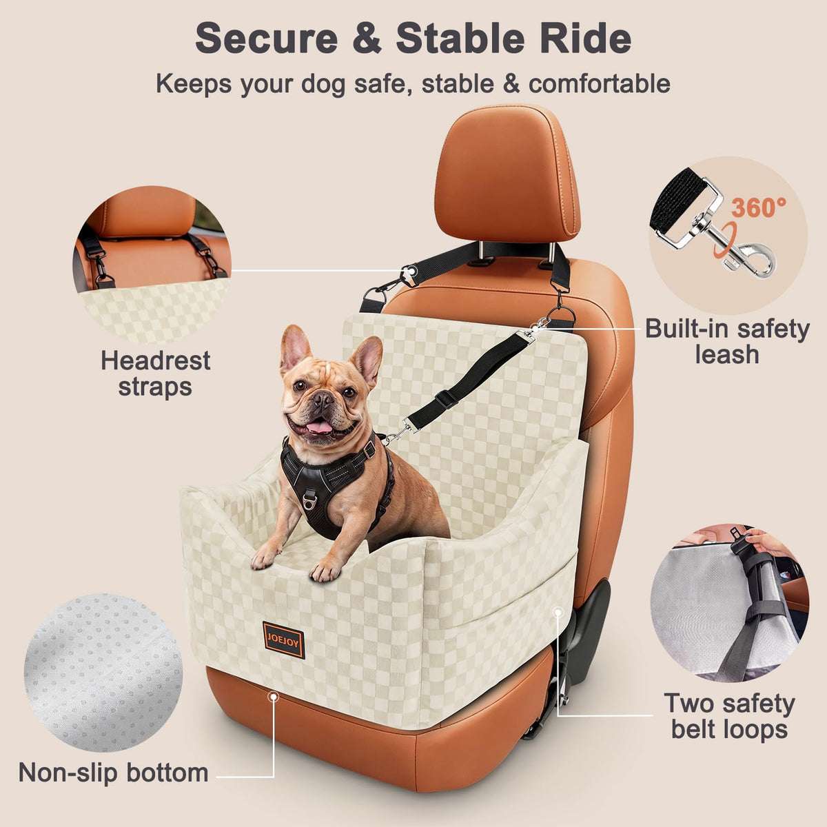 Elevated Dog Car Seat for Small (Medium / Beige)