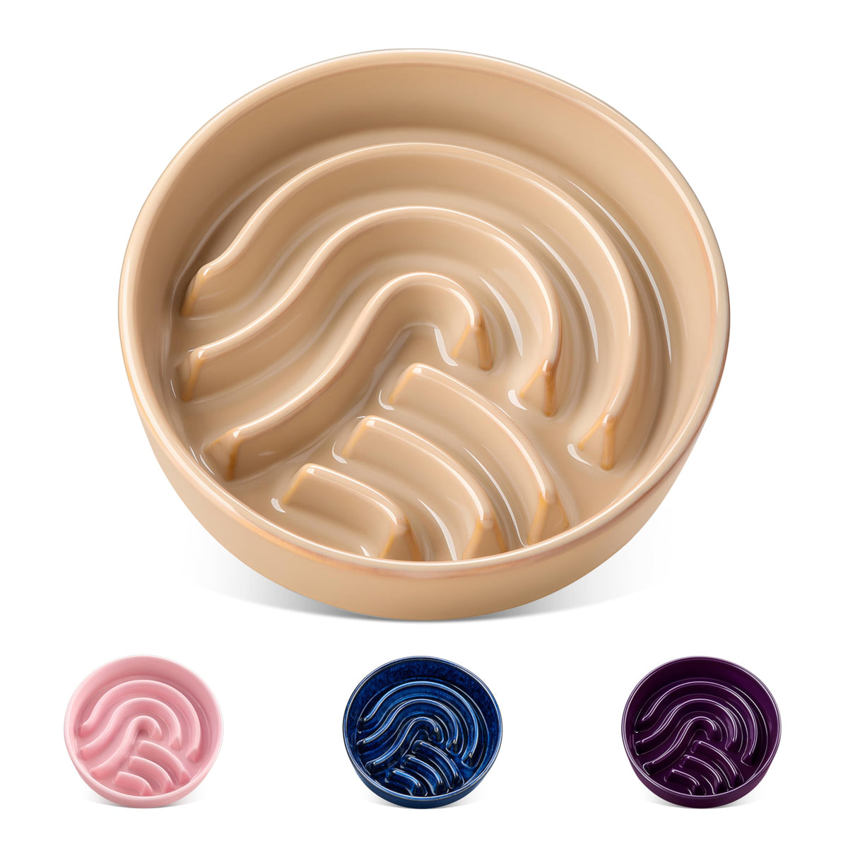 Slow Feeder Dog Bowl (Brown / 0.6 Cups)