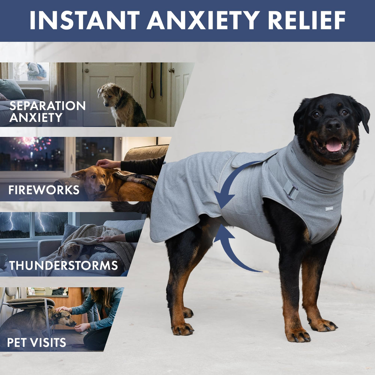 Anxiety Relief Vest for Dogs (04 Grey / Small)