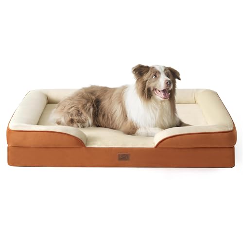 Orthopedic Dog Beds Large Sized Dog Washable Original Design (Ember Clay / 38"l X 28"w X 6.5"th)