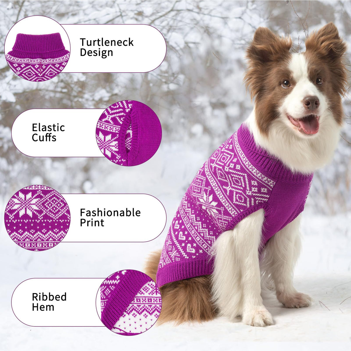 Dog Sweater Argyle (Purple / Large)