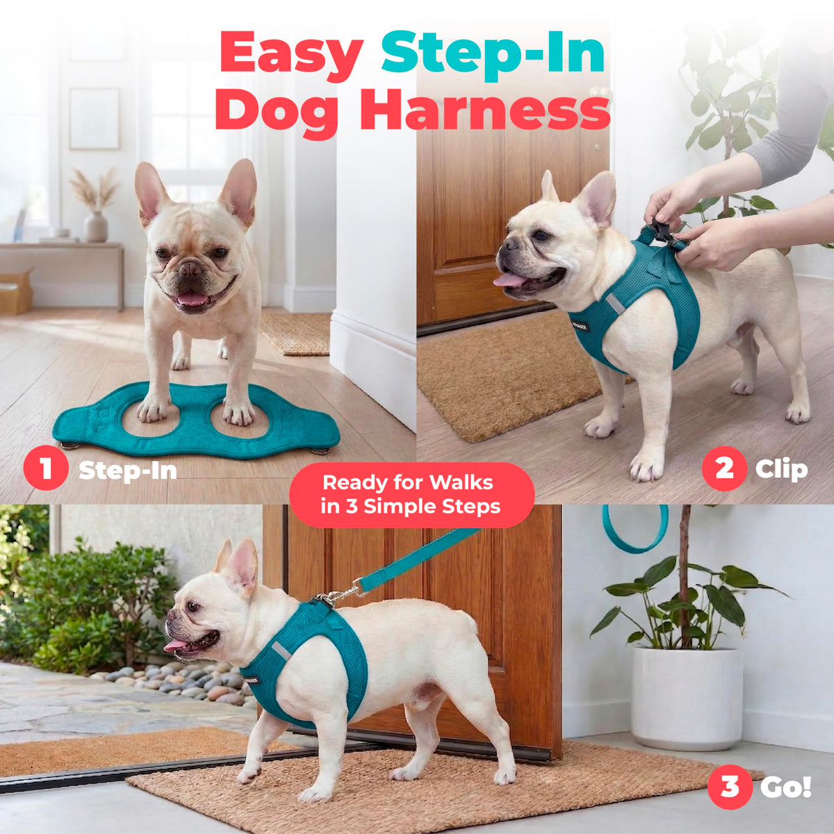 Voyager Step in Air Dog Vest Harness (Turquoise / XXXS (Chest: 11 - 12"))
