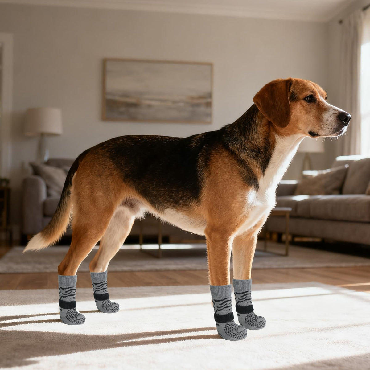 Anti Slip Dog Socks for Hot (Tiger Grey / Small/Medium)
