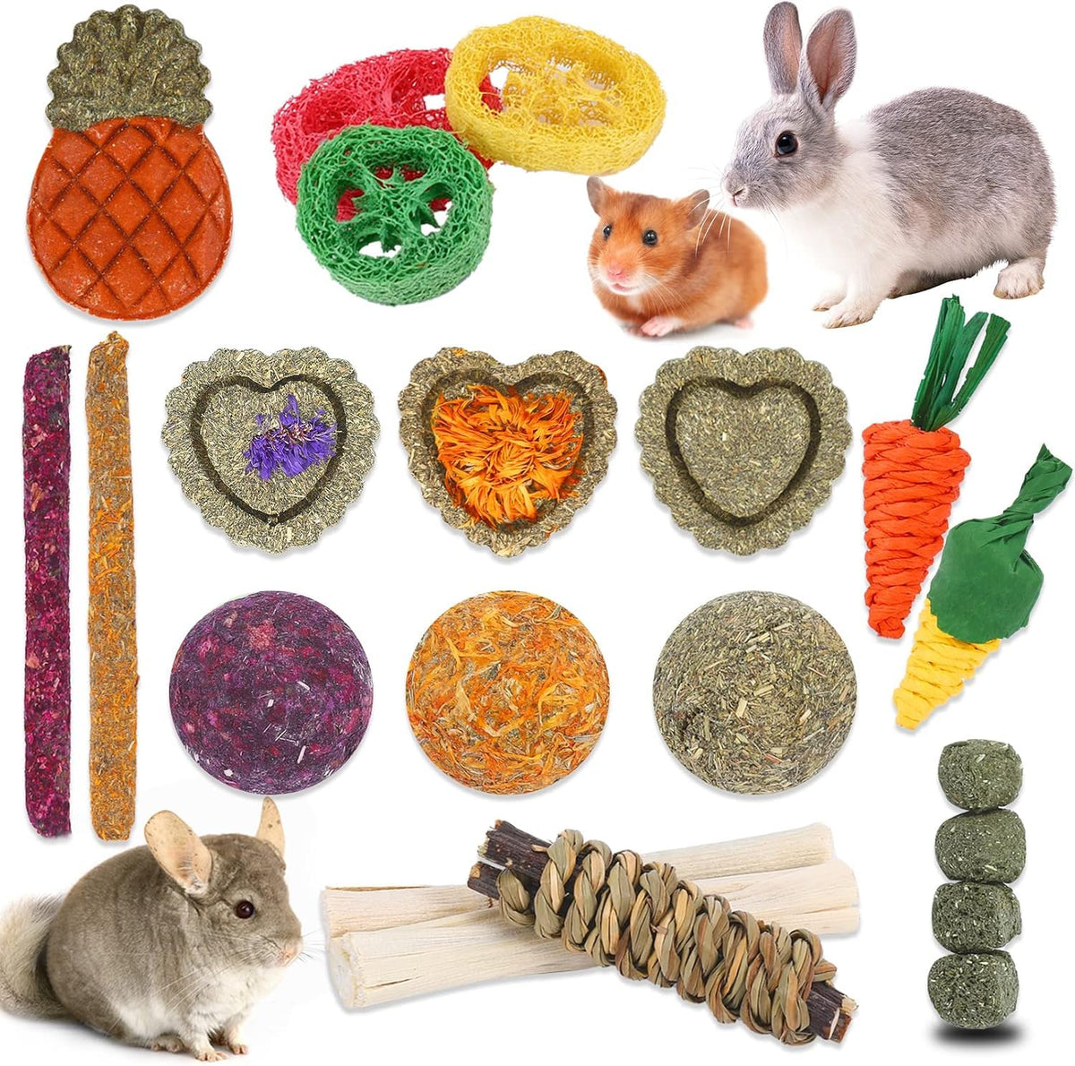 Bunny Toys 21PCS Rabbit Chew Toys for Teeth (21Pack-small Set)