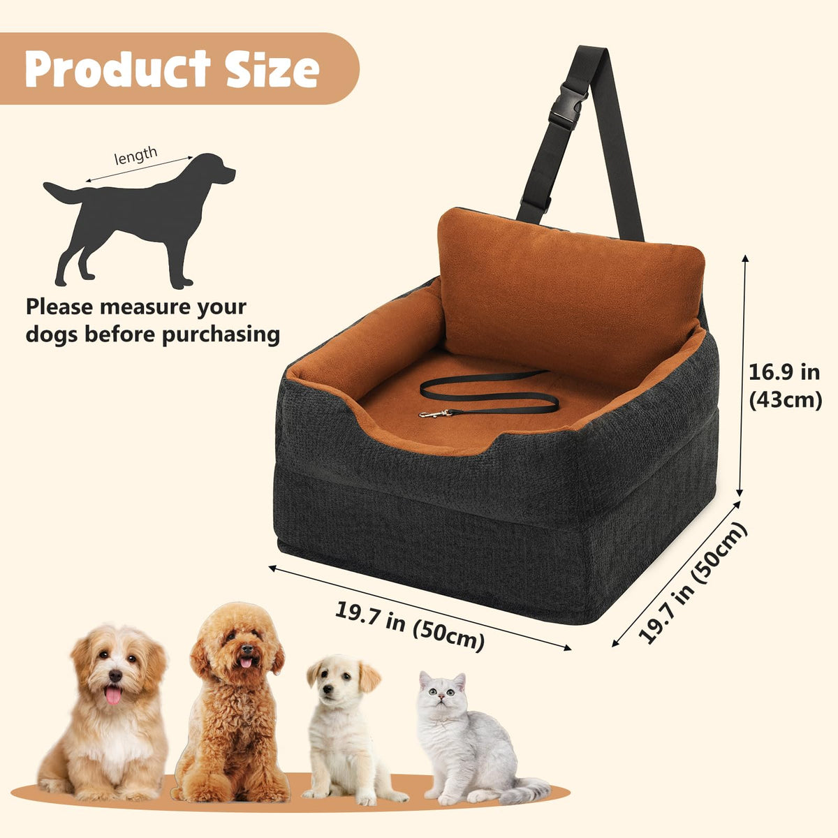 Dog Car Booster Seat for Small (Black)