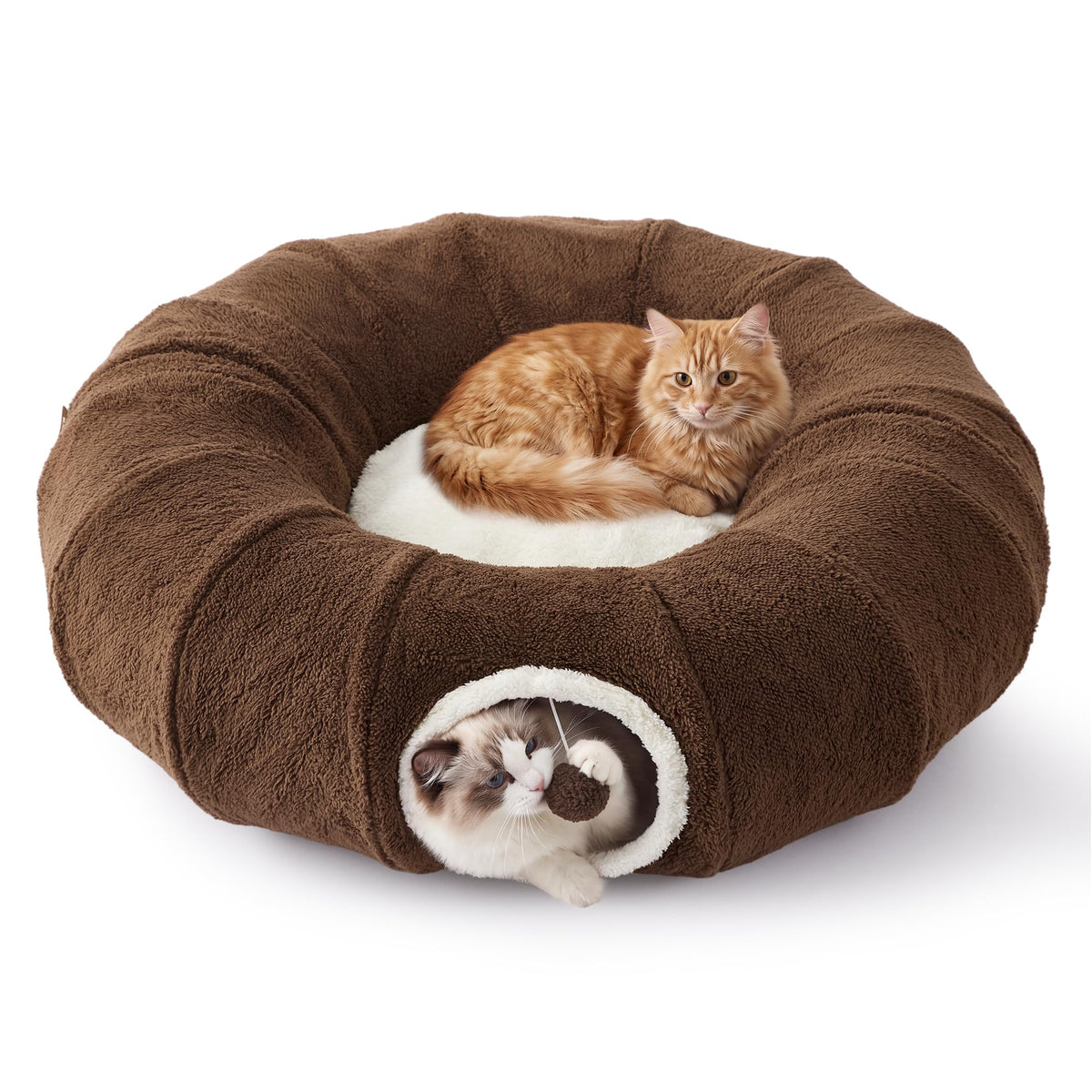 Cat Tunnel Bed for Indoor Cats (Brown / Standard)