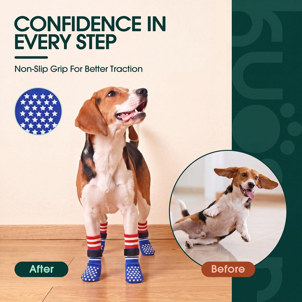 2 Pairs Anti Slip Dog Socks with Grips (Xl(paw width: 3.3") / Blue)