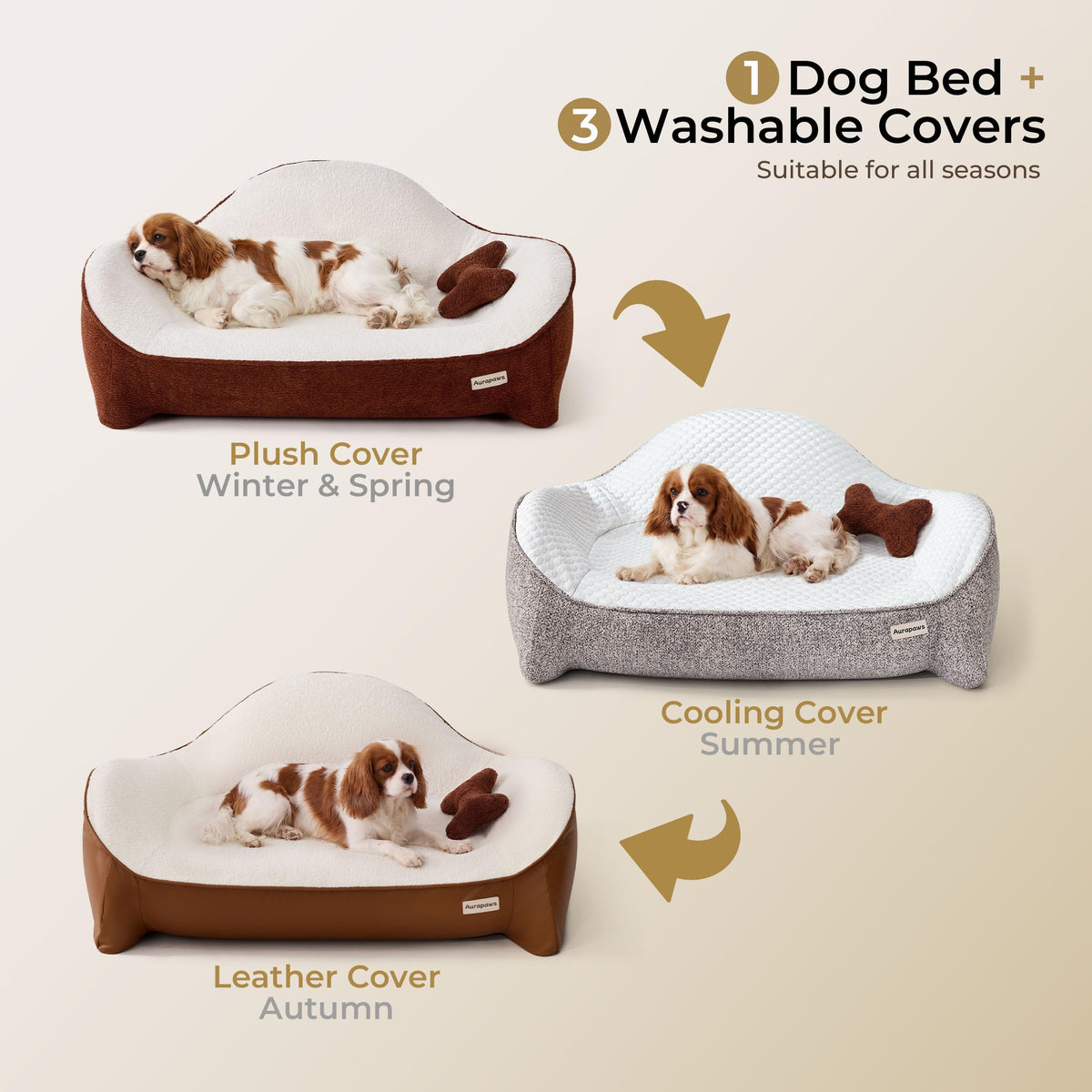 Dog Bed for Medium Sized Dog (Leather-Brick Red-Light Gray / 36"L x 27"W x 14.17"Th)