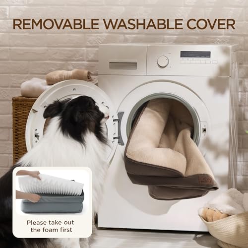 Self Warming Orthopedic Dog Beds Large Sized Dog Washable Original (Self Warming-Brown / 35"l X 25"w X 6.5"th)