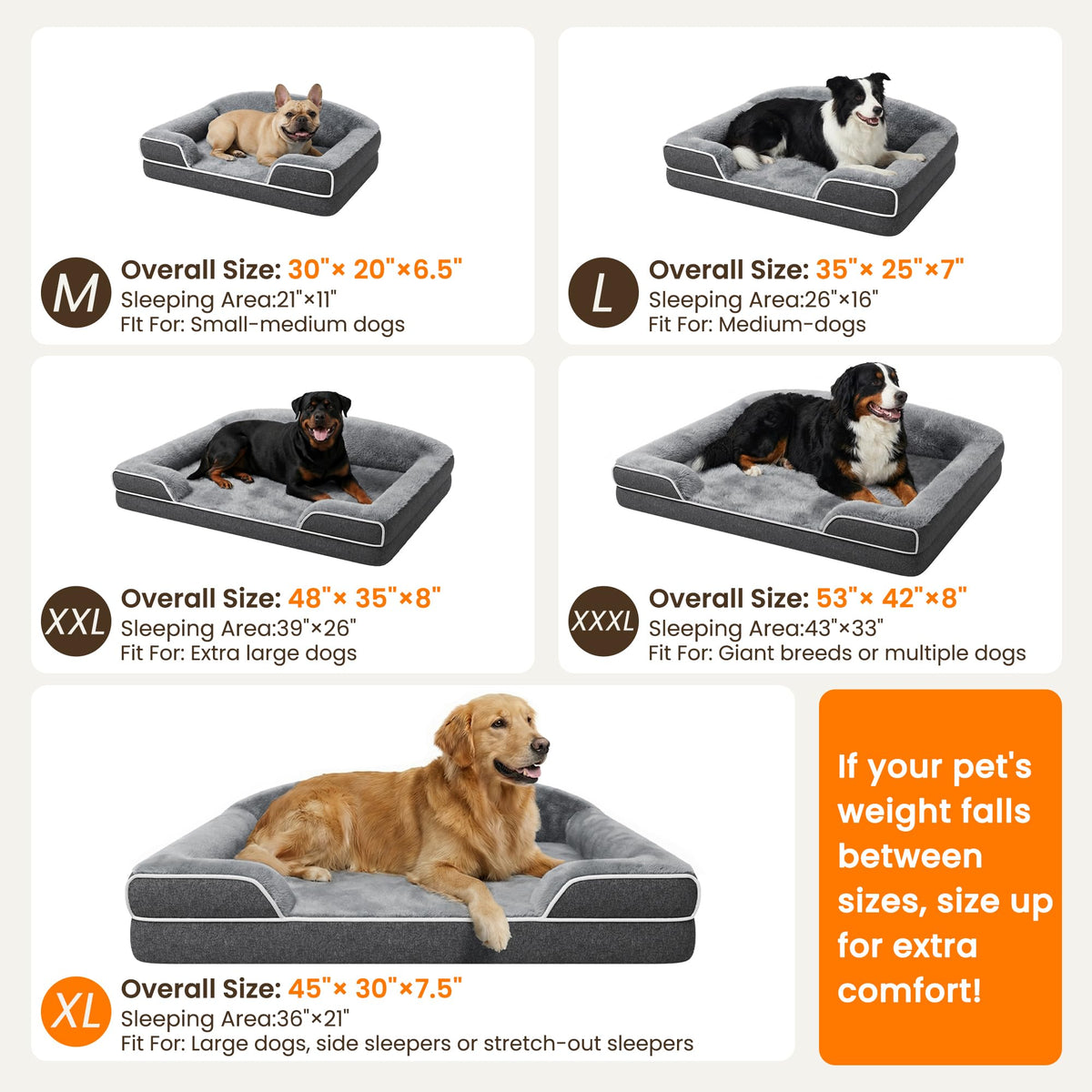 Orthopedic Dog Bed for Medium Dogs (Dark Grey / 35.0"L x 25.0"W x 7.0"Th)